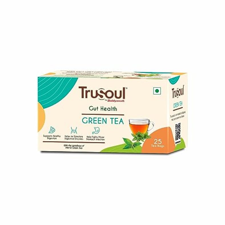 Trusoul By Baidyanath Green Tea For Natural Herbal Gut Health, Blended With Mint,Enriched With Antioxidants, Promotes Healthy Digestive System, Nourishing Herbal Kadha (25 Bags) 38 Gm