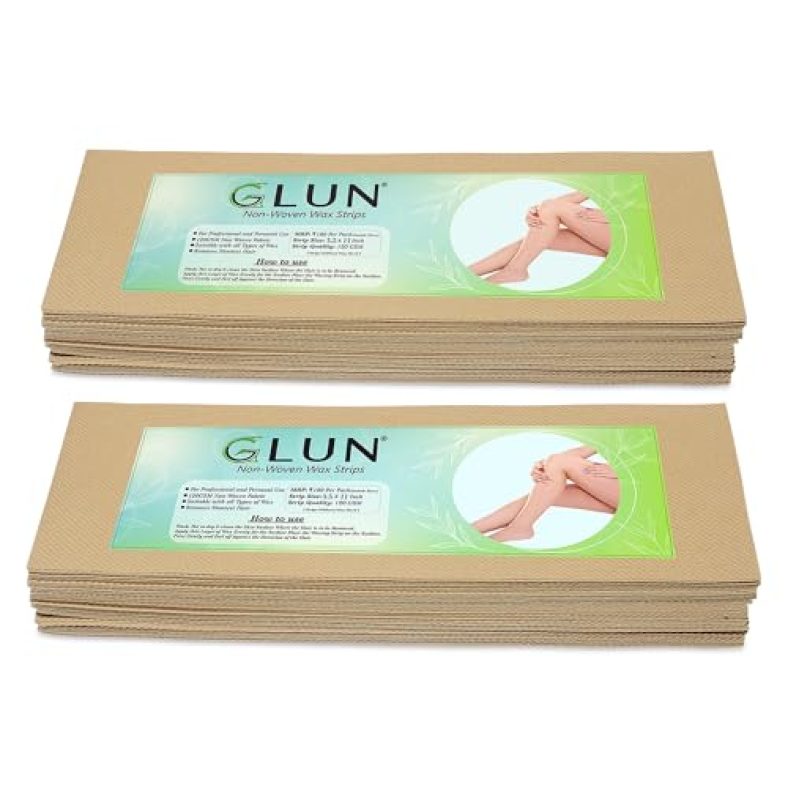 Glun® Wax Strips For Smooth Skin Without Wax, 140 Pieces Beige Strips, Hair-Free Skin, Gentle And Effective Hair Removal Nonwoven Strips, Pack Of 2