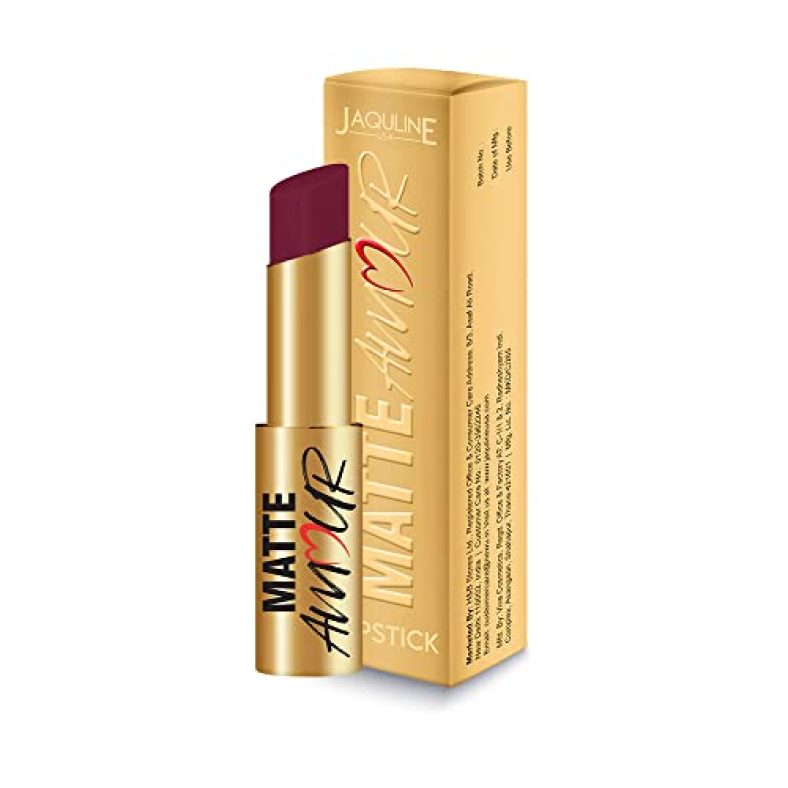 Jaquline Usa Matte Amour Matte Lipstick Lightweight, Long-Wear Lipsticks |Matte Finish, High Coverage,Highly Pigmented, Cruelty Free,Paraben Free,Vegan (3.5G Passionate 03)