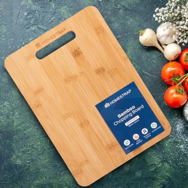 Homestrap Natural Bamboo Chopping Board | Cutting Board For Vegetables, Fruits, Cheese | Eco-Friendly, Durable & Bpa Friendly | Anti-Bacterial