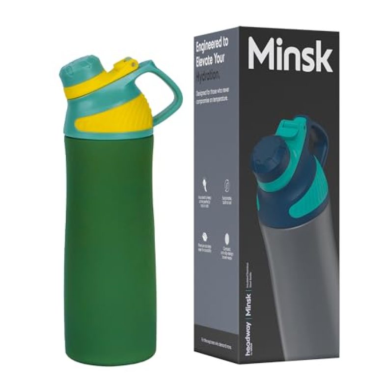 Headway Minsk Stainless Steel Water Bottle Meridian Green 550 Ml – 2 Years Brand Warranty | Stainless Steel Water Bottle | Steel Bottle | Water Bottle Steel