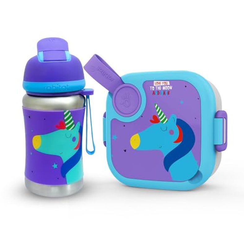 Rabitat Playdate Squad Combo Stainless Steel Lunchbox 500 Ml And Water Bottle Sipper 350 Ml | Gift Box For School Kids | Tiffin Box And Water Bottle For Boys And Girls