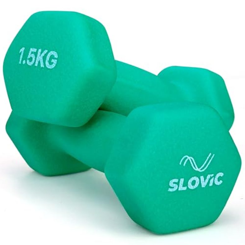 Slovic Dumbbell Set [1.5 Kg Each] | Dumbbells Set For Home Gym | Gym Dumbbells Set For Home Workout | Gym Equipment For Home Workout | Anti-Skied Iron Dumbell | Dumbbells For Women [Mint]