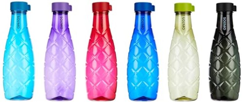 Amazon Brand – Solimo 1 Lt Water Bottle | Multicolor | Set Of 6 (Xing) – Polyethylene Terephthalate