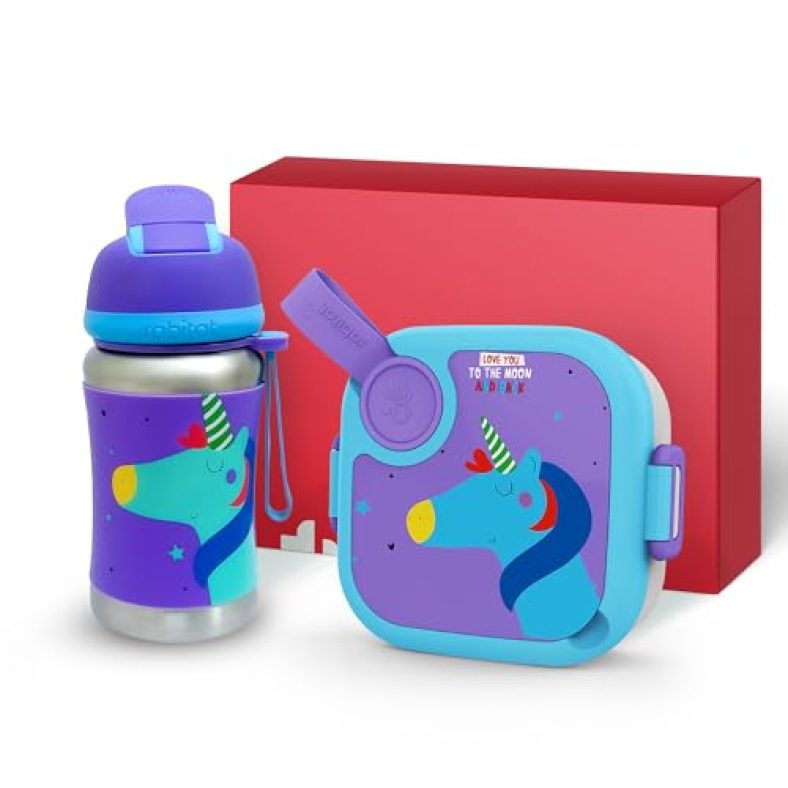 Rabitat Playdate Squad Combo Stainless Steel Lunchbox 500 Ml And Water Bottle Sipper 350 Ml | Gift Box For School Kids | Tiffin Box And Water Bottle For Boys And Girls