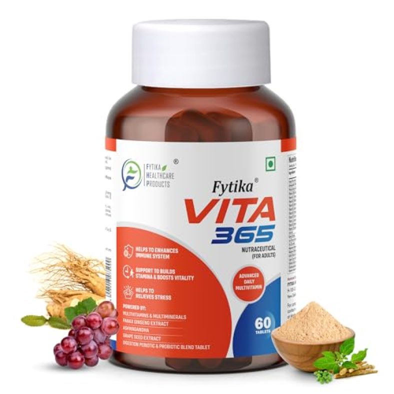Fytika Healthcare Products Vita 365, Multivitamin With Probiotics Vitamin B12, Zinc, Biotin, Mineral, Ginseng & Ashwagandha, Enhances Energy, Stamina, Immunity, Hair And Skin (Pack Of 1) Tablet