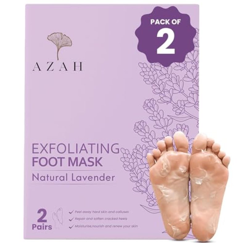 Azah Foot Mask Peeling Feet Mask [2 Pairs] | Foot Peel Off Mask For Cracket Feet | Peeling And Exfoliating Foot Mask For Foot Care At Home | Foot Peeling Mask For Home | Lavender Foot Mask Sheet