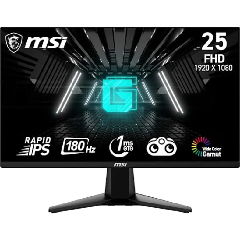 Msi G255F 24.5 Inch Fhd Gaming Monitor – 1920 X 1080 Rapid Ips Panel, 180 Hz / 1Ms (Gtg), 99% Srgb Colour Gamut, Adaptive-Sync – Dp 1.2A, Hdmi 2.0B Cec