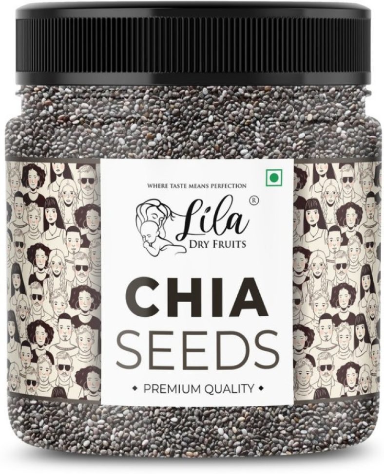 Lila Dry Fruits Raw Unroasted Premium Chia Seeds With Omega 3 And Fiber 500Gms Jar Pack Black Chia Seeds(500 G)