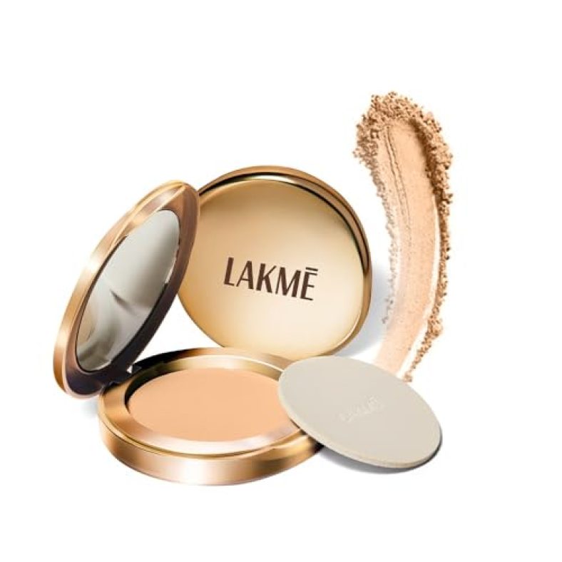 Lakmé 9 To 5 Flawless Matte Complexion Compact Powder, Melon, 8 G, Absorbs Oil, Conceals Imperfections, Provides All-Day Matte Finish, Multicolor