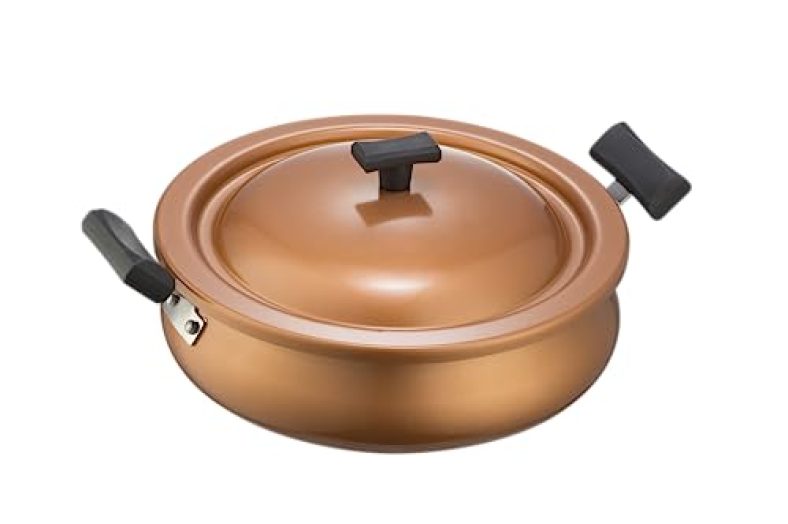 Iveo Non Stick With Lid Non Induction Premium Urali 240 Mm With Aluminium Nonstick Lid Copper 4.5 Liter