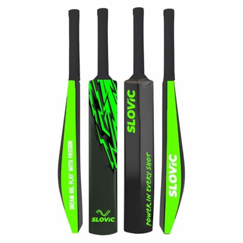 Slovic Cricket Bat [35 X 4.2 Inches] | Full Size Plastic Tennis Bat For Cricket | Cricket Bat For Kids & Adults | Durable Plastic Bat For Indoor | Lightweight Practice Bat For Cricket Kit | Green