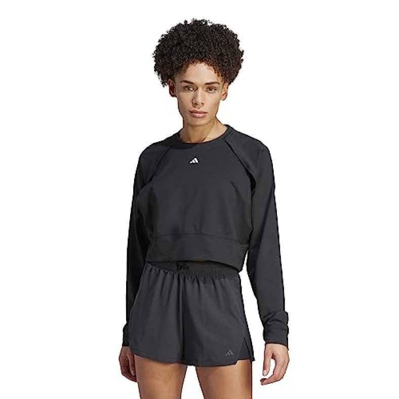 Adidas Women’S Polyester Crew Neck Sweatshirt (Im2692_Black/White