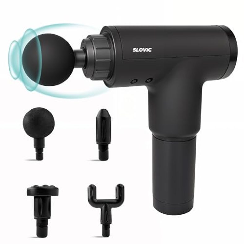 Slovic Massage Gun For Full Body [With 4 Heads] | Body Massager Machine For Pain Relief | Body Massager For Pain Relief | Foot Massager Machine For Pain Relief | Ideal For Neck, Back, Leg Massage