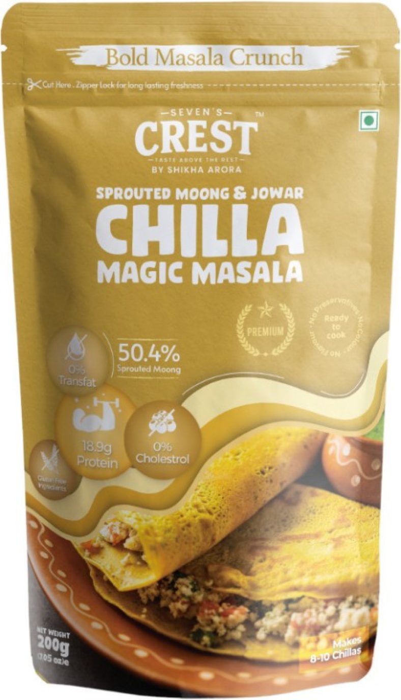 Sevens Crest Sprouted Moong & Jowar Chilla Magic Masala, High In Protein, Pack Of 1 – 200 G