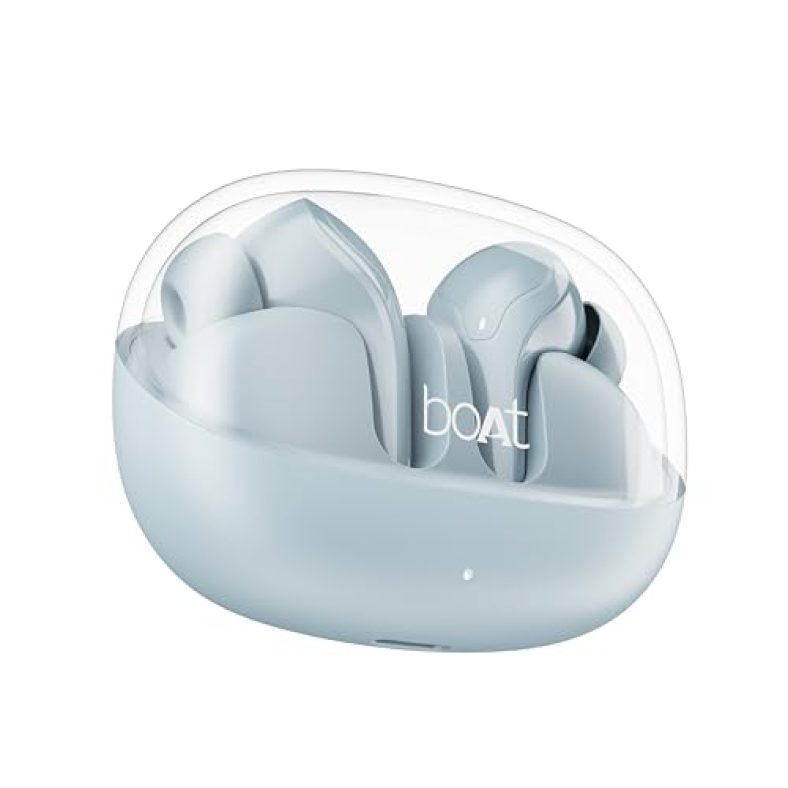 Boat Airdopes 311 Pro, 50Hrs Battery, Fast Charge, Dual Mics Enx Tech, Transparent Lid, Low Latency, Ipx4, Iwp Tech, V5.3 Bluetooth Earbuds, Tws In Ear Earbuds Wireless Earphones With Mic (Dusk Blue)