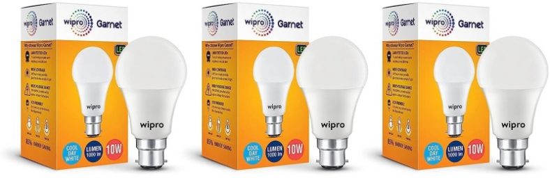 Wipro 10 W Standard B22 Basic Led Bulb(White, Pack Of 3)