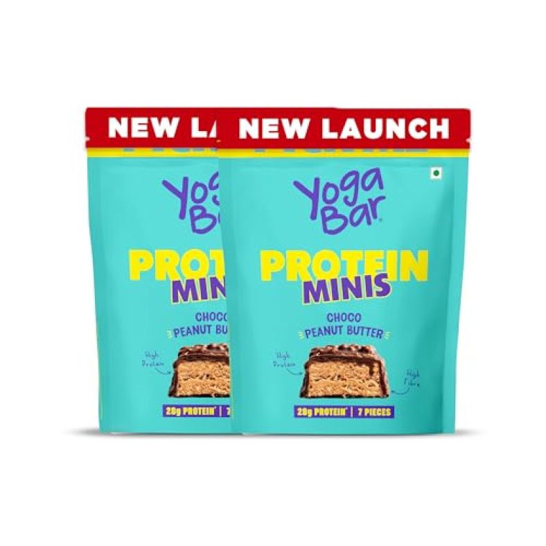 Yogabar Protein Minis, 4G Protein Bar (14 Bars, Choco Peanut Butter) | Dark Chocolate Bar With No Trans Fat | Healthy Snacks For Kids & Adults | Peanut Filled Chocolate Box | Rich In Protein & Fiber