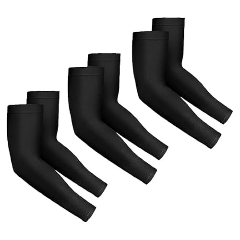 Elegance Living Uv Protection Arm Sleeves With Thumb – Sun Protection Sleeves For Men & Women, Boys & Girls – Hand Cover For Running, Cycling, Bike Riding, Black, Pack Of 3