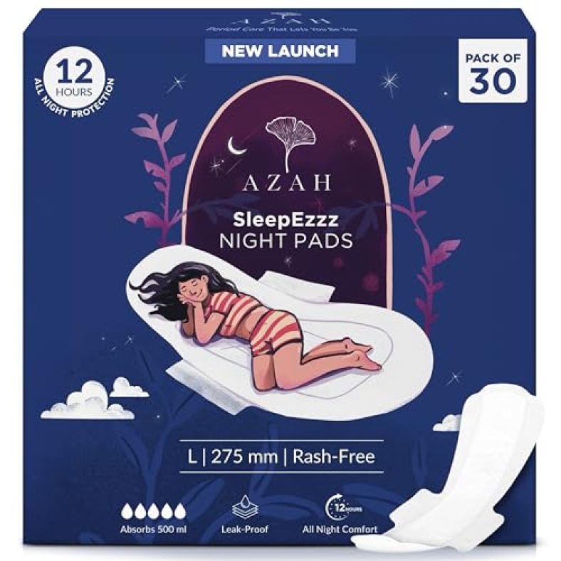 Azah Large Sanitary Napkins For Women [Pack Of 30] | 275Mm Large Night Pads | Cottony Soft Sanitary Pads For Women | Large Pads For Women | Leak Proof For Overnight Protection | Extra Long & Wide Back