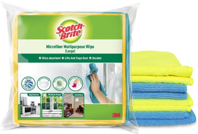 Scotch-Brite Multipurpose Wipe (40Cm X 40 Cm, 340 Gsm) Wet And Dry Microfiber Cleaning Cloth(4 Units)