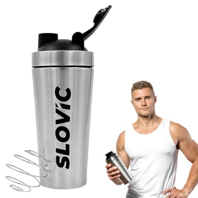 Slovic Steel Shaker For Gym [750 Ml] | Gym Bottles For Men | Gym Shaker For Men | Odor Free Protein Shaker Bottles For Protein Shake, Leakproof Stainless Steel Shaker Bottles For Gym
