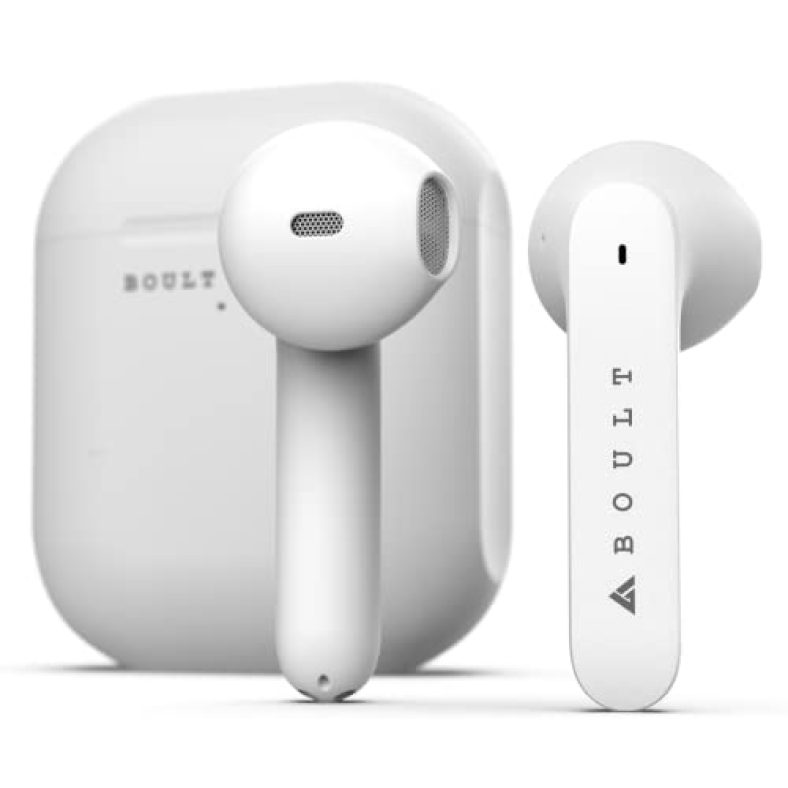 Boult Audio X1 Buds True Wireless In Ear Earbuds With 24H Playtime, Quad Mic Enc, Made In India, Type-C Fast Charging, Environmental Noise Cancellation, 10Mm Bass Drivers, Tws Airbass Ear Buds (White)