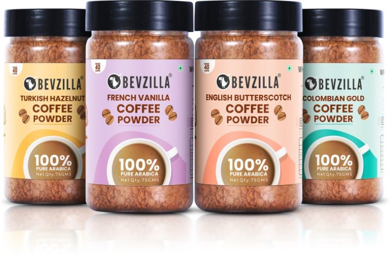 Bevzilla 75 Grams X 4 Flavoured Instant Coffee Powder |Strong Coffee Instant Coffee(4 X 75 G, Assorted Flavoured)