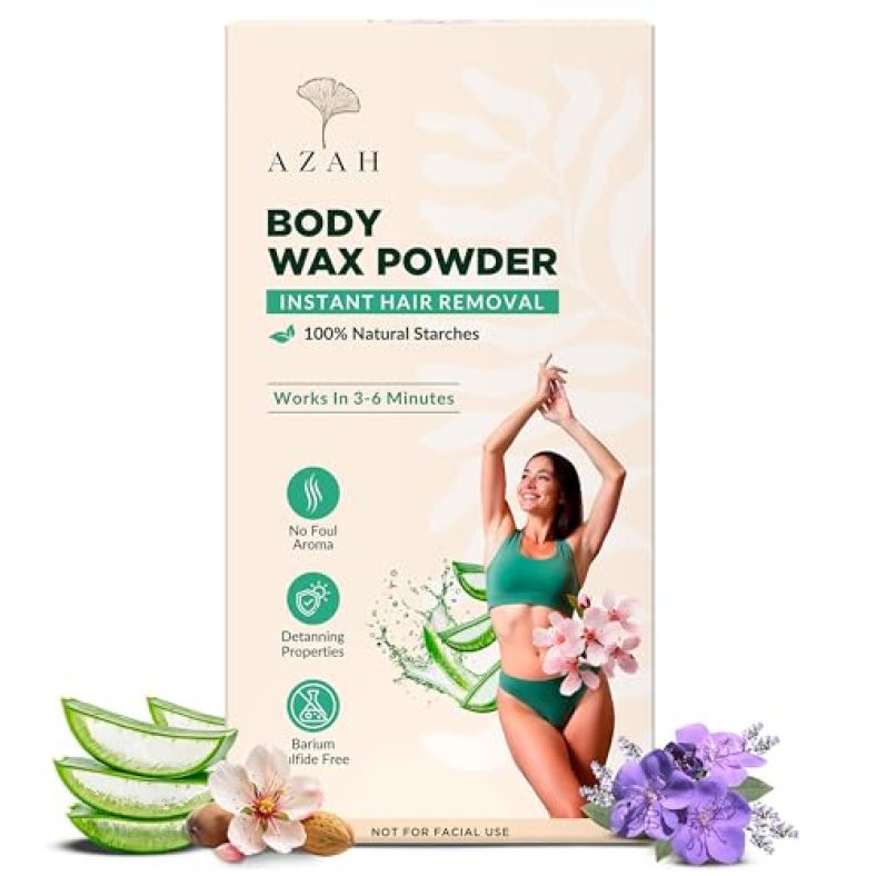 Azah Body Wax Powder For Women [100 Gm] | Painless Hair Removal In 5-7 Mins For Legs, Arms, Underarms | Natural Ingredients Without Harmful Chemicals Ideal For All Skin Types | No Irritation Or Rashes