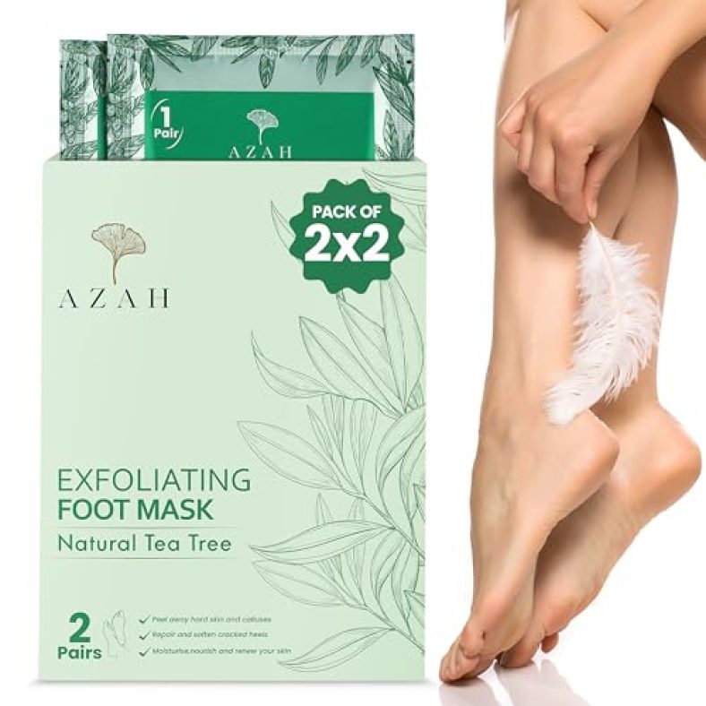 Azah Foot Mask Peeling Feet Mask [Pack Of 2X2] | Foot Peel Off Mask For Cracked Feet | Peeling And Exfoliating Foot Mask For Foot Care At Home | Foot Peeling Mask For Home | Tea Tree Foot Mask Sheet