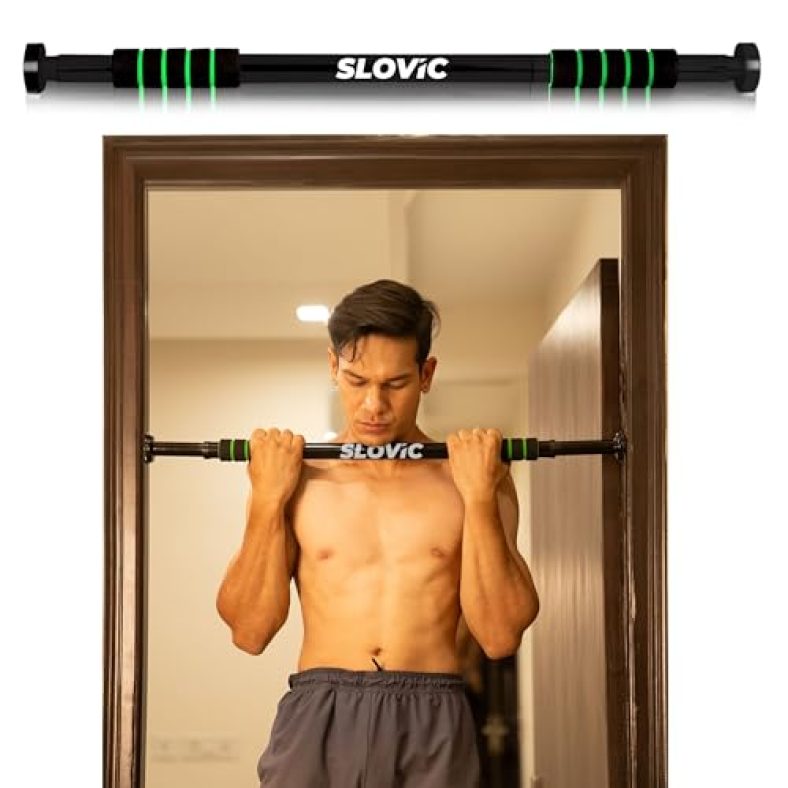 Slovic Door Pull Up Bar For Home Workout [100 Kg Load Capacity]| No Screw Pull Up Bar Stand With Anti-Skid Grip [Length 60-100 Cm]| Gym Equipment For Home Workout | Pull Up Bar Wall Mounted For Height
