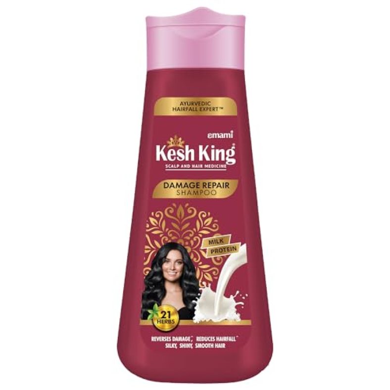 Kesh King Ayurvedic Damage Repair Shampoo | Reduces Hair Fall | Soothes Itchy Scalp | No Paraben & No Silicon | 21 Natural Ingredients | Enriched With Curd, Lemon & Neem | 340 Ml