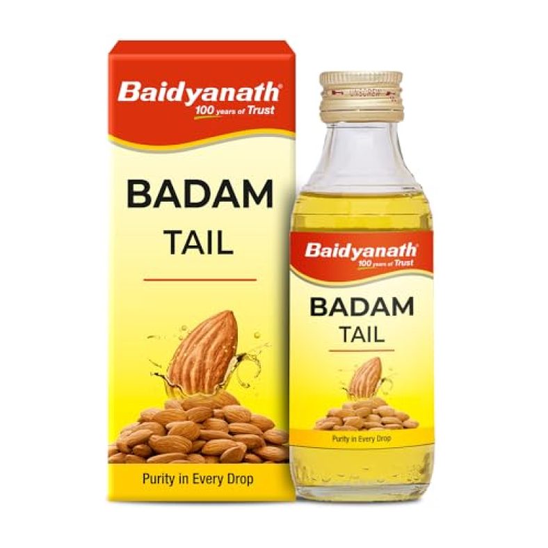 Baidyanath Badam Tail-100Ml, Rich In Vitamin-E | Sweet Almond Oil For Healthy Hair & Glowing Skin | Helps & Improve Digestion | Naturally Sourced From Almonds (Pack Of 1)