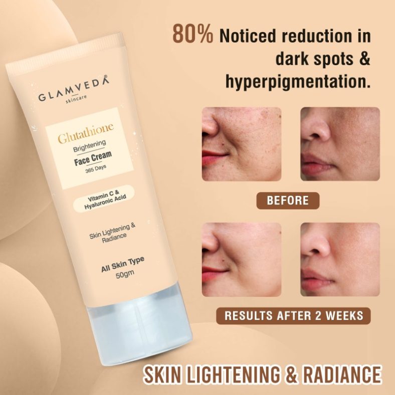 Glamveda Glutathione Brightening Face Cream Reduce Dark Spots & Age Spots With Vitamin C(50 G)