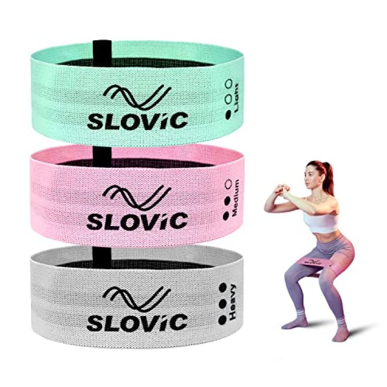 Slovic Fabric Resistance Bands | Anti-Slip Mini Loop Resistance Bands For Calisthenics | With Workout Guide For Glutes, Hip, Thigh, Arms & Leg Workout – Set Of 3