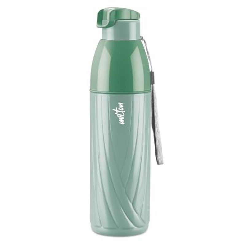 Milton Steel Glacier 600 Pu Insulated Inner Stainless Steel Water Bottle, 1 Piece, 520 Ml, Light Green| Easy Grip | Leak Proof | Hot Or Cold | School | Office |Treking | Travel Bottle