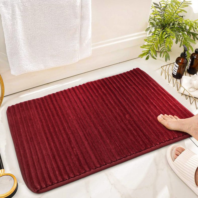 Status Velvet Bathroom Mat(Red, Large)