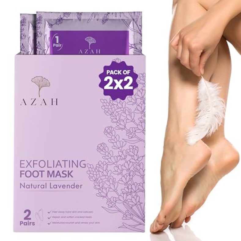 Azah Foot Mask Peeling Feet Mask [Pack Of 2X2] | Foot Peel Off Mask For Cracked Feet | Peeling And Exfoliating Foot Mask For Foot Care At Home | Foot Peeling Mask For Home | Lavender Foot Mask Sheet