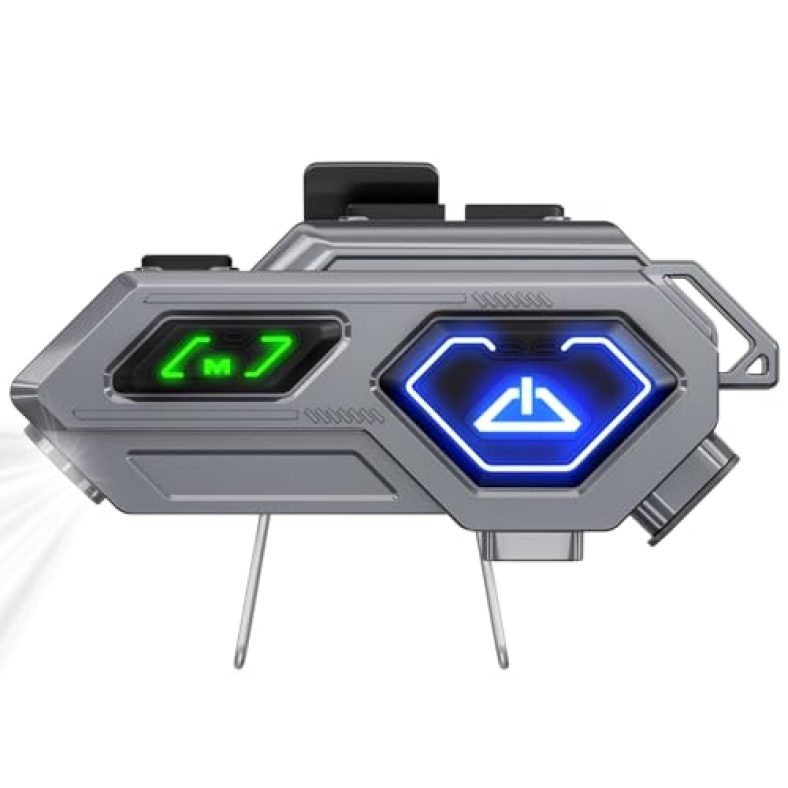 Edyell Motorcycle Bluetooth Intercom Headset,Led Emergency Lights,Hifi Stereo Calls,Wireless 50Mm Earphone Helmet Bluetooth,Ipx6 Waterproof,Compatible With All Helmets (Edy-C8Pro)