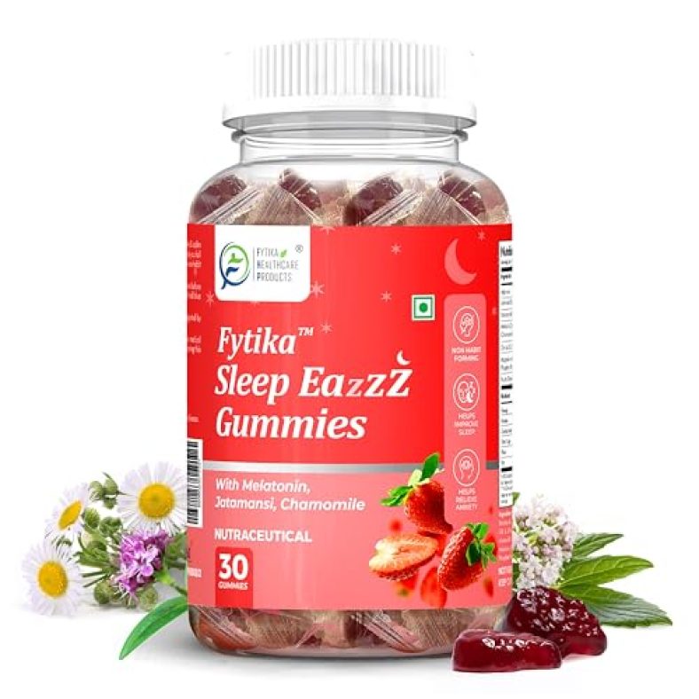 Fytika Melatonin Gummies 5Mg (30 Gummies) | Sleep Gummies For Men & Women | Jatamansi, Chamomile, Valeriana, Zinc & Magnesium | No Added Sugar | Natural Strawberry Flavour (Pack Of 1)