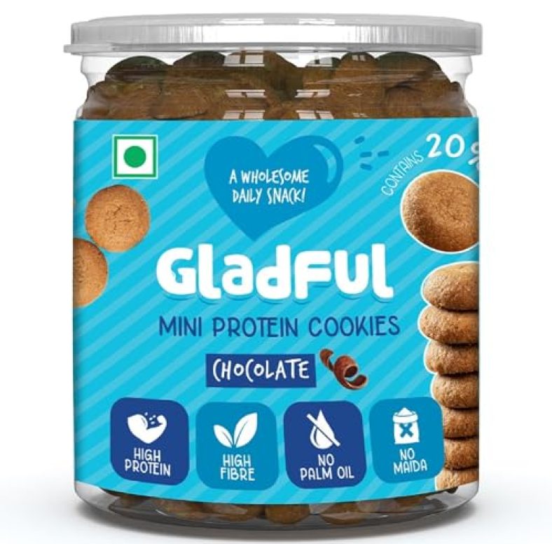 Gladful Chocolatey Protein Mini Cookies Biscuit For Kids And Families, Made With Butter, Soy Protein, Tasty & Healthy Daily Snack, No Maida, No Preservatives 150Gm (Pack Of 1)