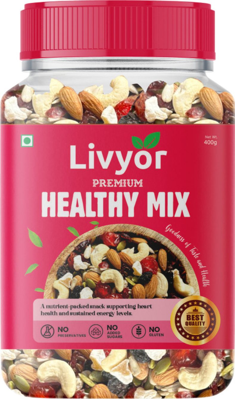 Livyor Healthy Mix Nuts, Seeds And Berries Combo Pack | Super Nutritious Food | Dry Fruits Trail Mix With Seeds, Berries(400 G)