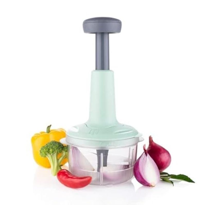 Slyford Manual Hand-Press Vegetable Chopper Mixer Cutter To Cut Onion, Salad, Tomato, Potato (800Ml) (Multi Colour) (Pack Of 1)