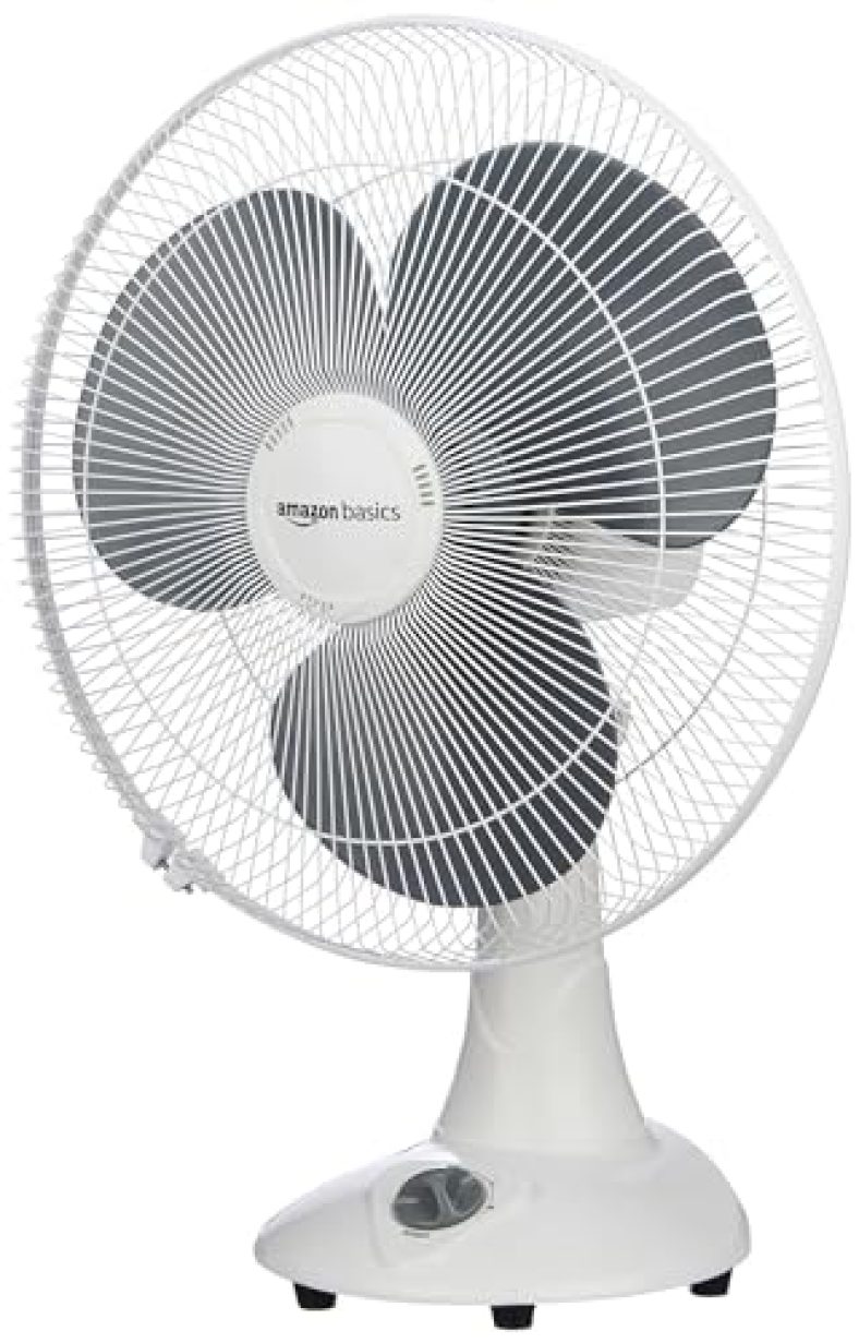 Amazon Basics 16-Inch Table Fan | Tilting Head | 1400 Rpm | Silent Operation | 400Mm Sweep Length (Grey)