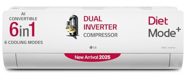 Lg 1 Ton 4 Star Dual Inverter Split Ac (Copper, Ai Convertible 6-In-1 With Viraat Mode, Faster Cooling & Energy Saving, 4 Way Swing, Hd Filter With Antivirus Protection, Us-Q13Jnye, White)