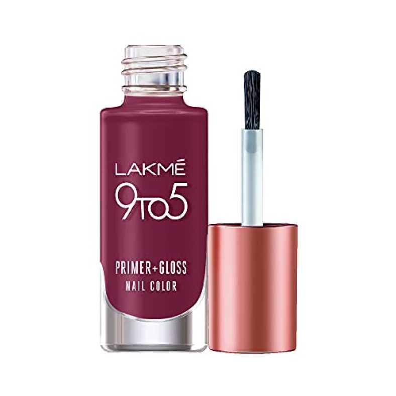 Lakmé 9To5 Primer + Gloss Glossy Finish Nail Colour, Desert Rose, 6 Ml