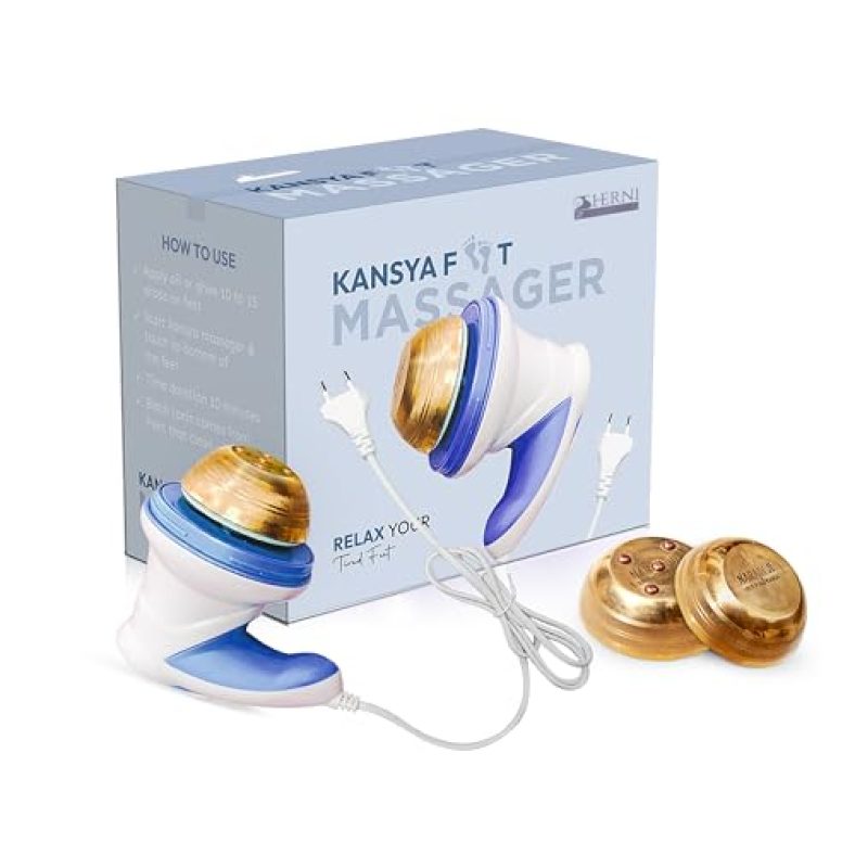 Sherni Kansya Foot Massager | Bronze Ayurvedic Electronic Kansa Vatki Massager For Foot Care, Relaxation & Detox Therapy (Double Vatki)