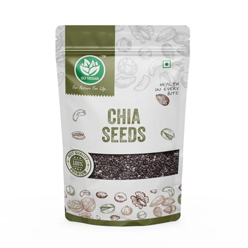 Go Vegan Raw Unroasted Chia Seeds 1Kg | Omega 3 And Fiber For Weight Loss