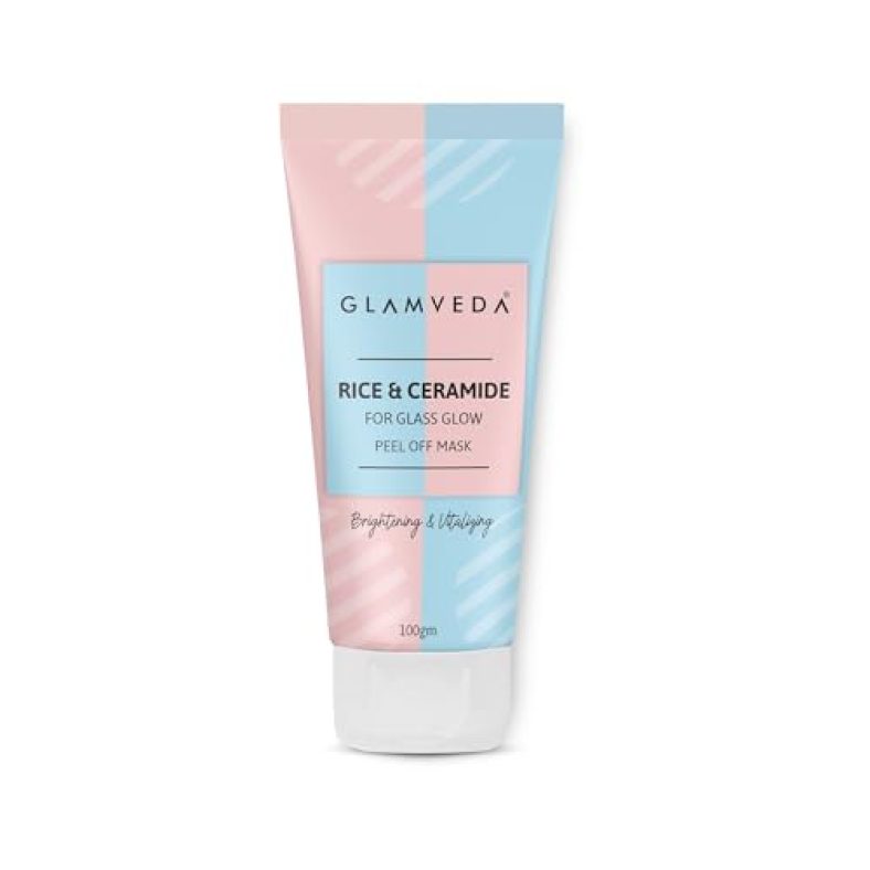Glamveda Rice & Ceramide Peel Off Mask | Reduces Signs Of Ageing | For Dry & Dull Skin | Brightens & Even Tones Complexion | 100Gm