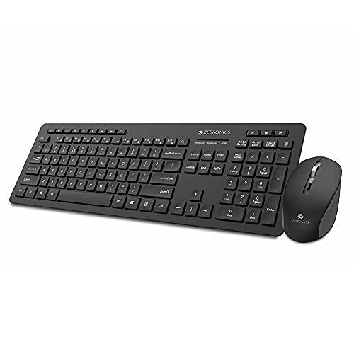 Zebronics Zeb-Companion 500 2.4Ghz Wireless Keyboard & Mouse Combo, Usb Nano Receiver, Chiclet Keys, Ultra Silent, Power On/Off Switch, Rupee Key, For Pc/Mac/Laptop